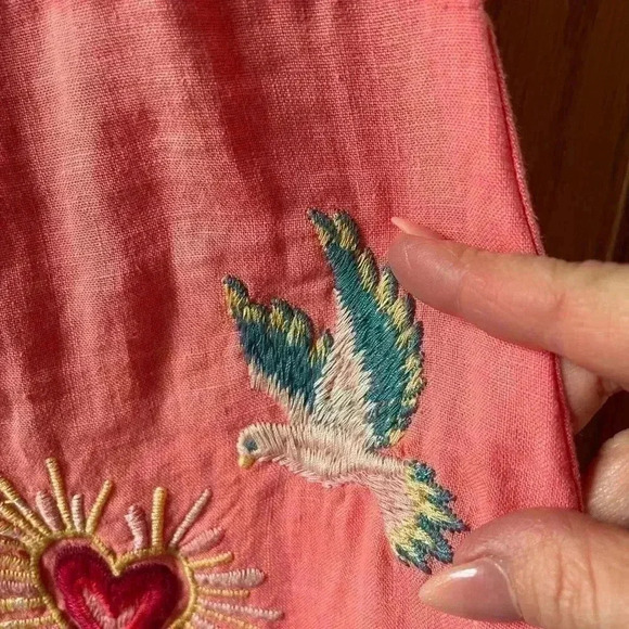 Johnny Was Adara Linen V Neck Coral Embroidered Tank Dress Size XXS/XS - Picture 15 of 16